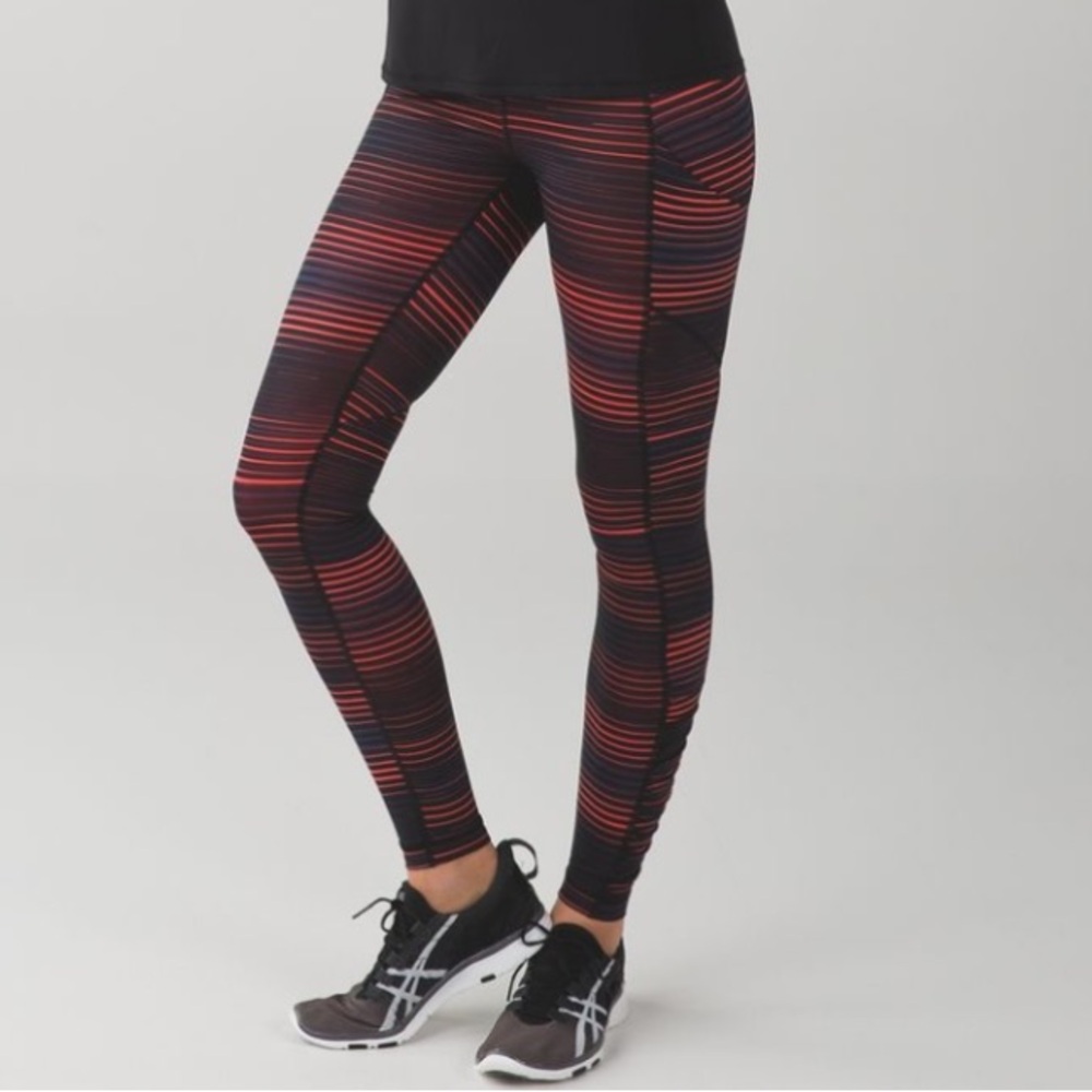 Lululemon Striped Red & Black Leggings Size 6
